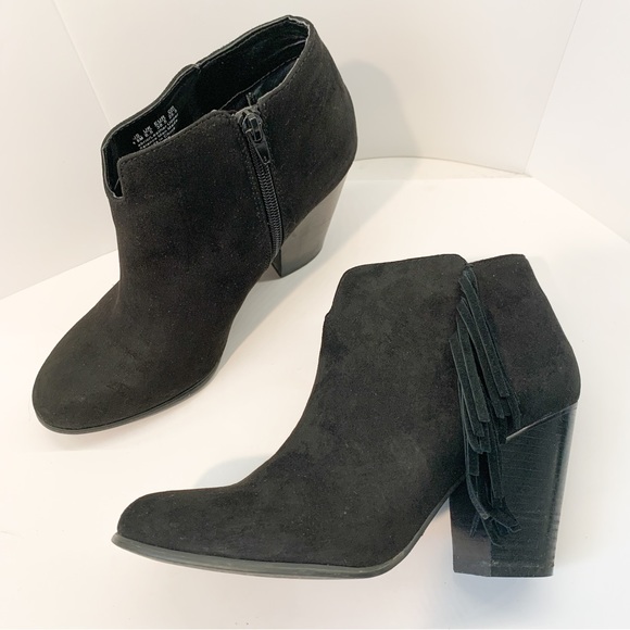 Carlos by Carlos Santana Black Suede Fringe Ankle Boots Size 8.5 - Picture 6 of 9
